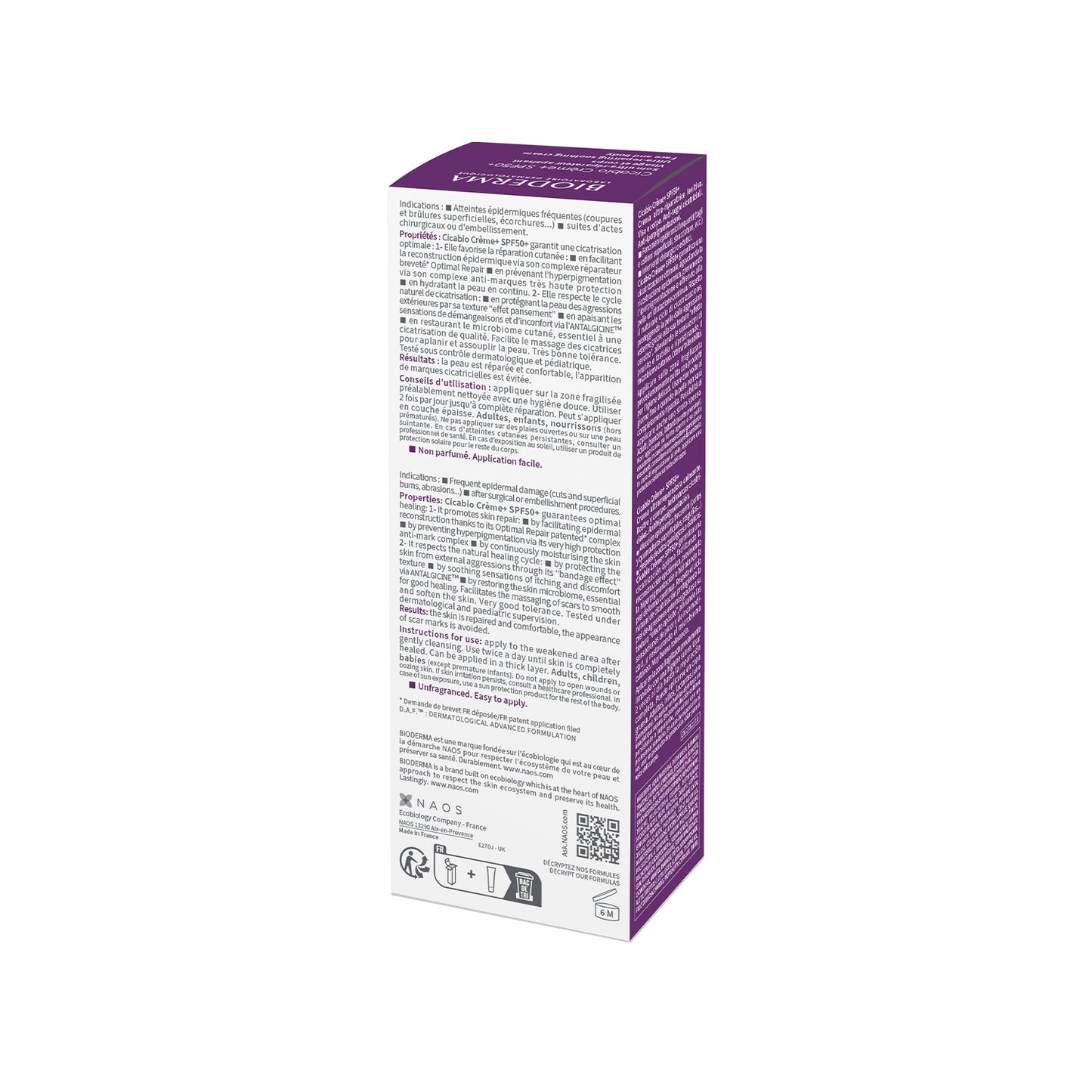 Bioderma Cicabio SPF 50+ Repairing Cream For Damaged Skin - Water-Proof & Scar Treatment(40ml)