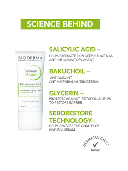 Sebium Global Moisturizer For Oily Acne-Prone Skin - Reduces Spots & Blackheads